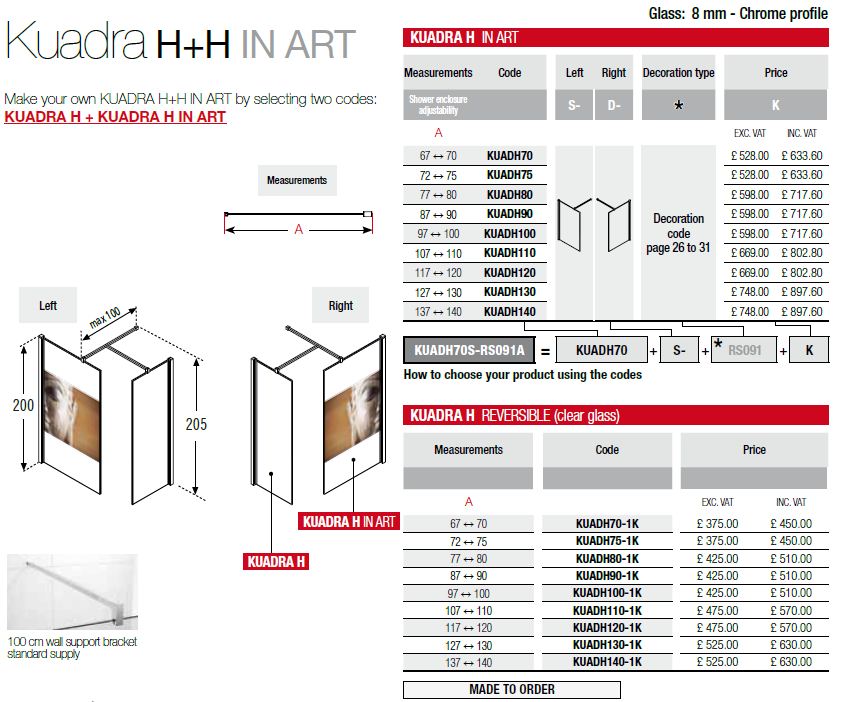 Novellini Kuadra H + H Dimensions