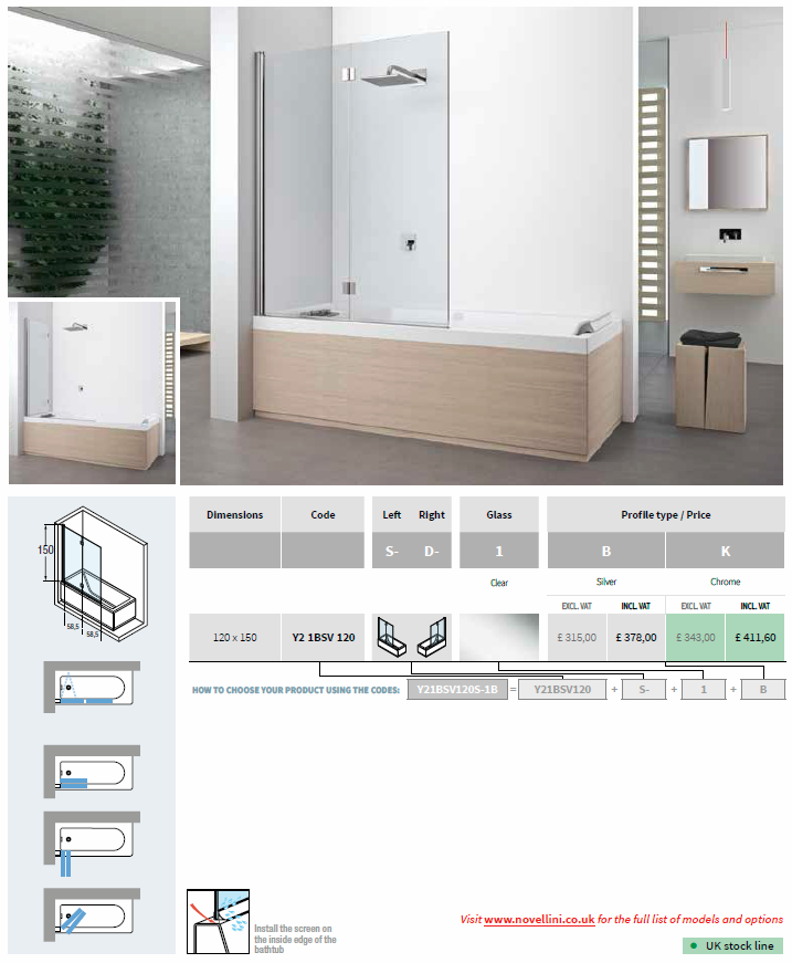 Novellini Young Barh Screen Y21BSV Spec Novellini Young Barh Screen Y21BSV Spec
