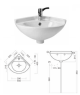 Pentland Modern - Wall Mounted - 320mm Corner Wash Basin