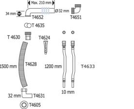 Pressalit - Flexible Feed & Waste System 1200/1500mm (R2074)