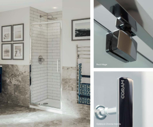 Coram - OPTIMA 6 - Pivot Door, Semi-Frameless, CHROME (Sizes), O6PI70CUC, O6PI76CUC, O6PI80CUC, O6PI90CUC, O6PI10CUC