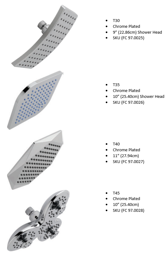 Single function Shower Heads