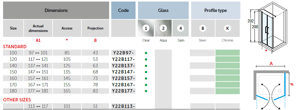 Novellini Young 2b sizes