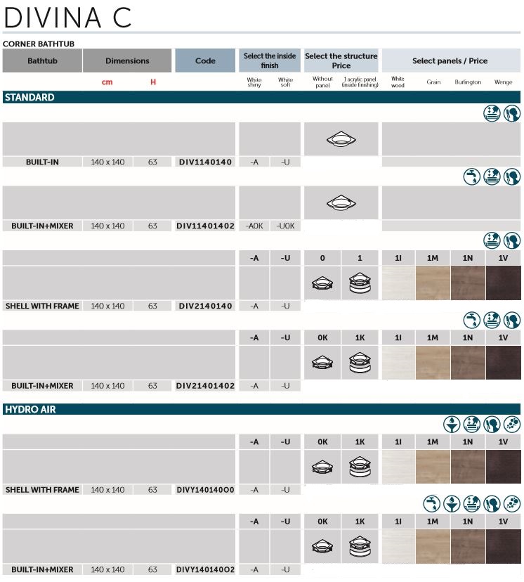 Novellini Divina C Corner Bath with Hydro Spa spec