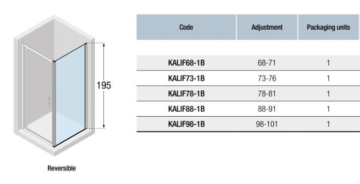Novellini Kali F Side Panel Shower Screen KALIF Spec