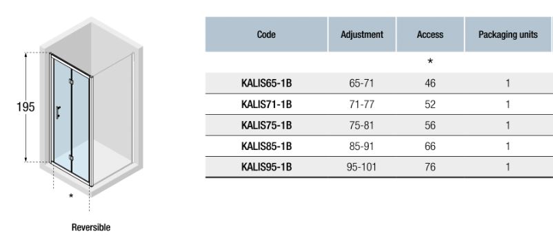 Novellini Kali S Bi-fold Door Shower Screen KALIS Spec