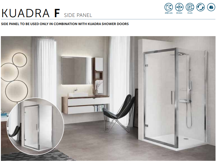 Novellini Kuadra F Shower Screen Side Panel Details