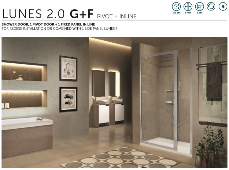 Novellini Lunes 2.0 G+F Pivot and Inline Panel LUNGF Spec1