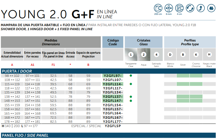 Novellini Young G+F In-line Spec 1