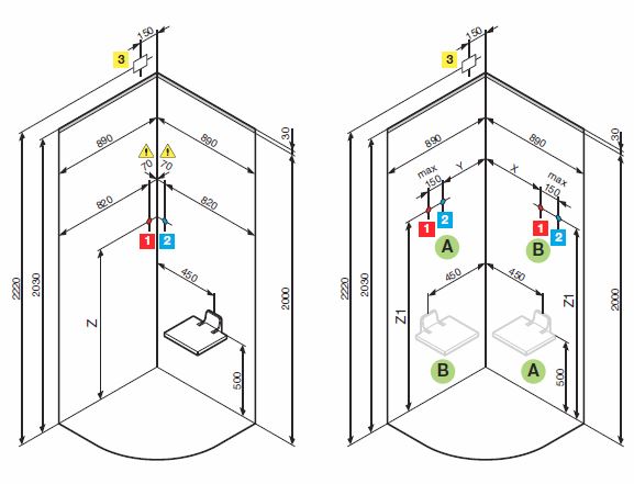 Novellini Kuadra R90 Steam Cubicle Dimensions2