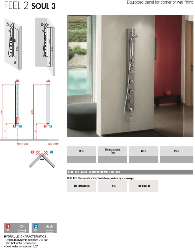 Novellini Soul 3 Data Sheet