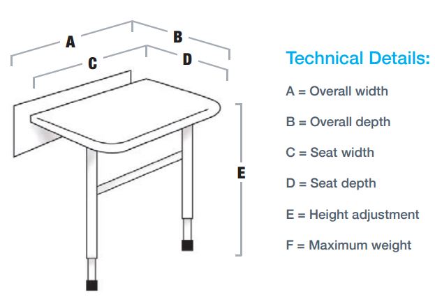 Shower Seat Dimension Details