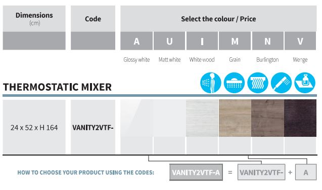 Novellini Vanity S Equipped Shower Panel Spec