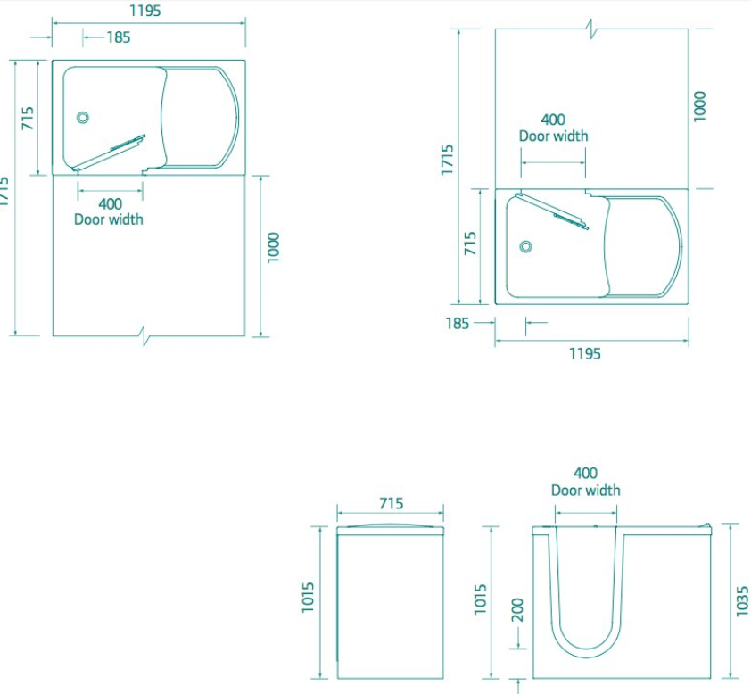 Access Walk in Bath - OREGON - Technical drawing