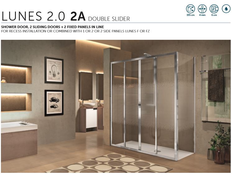novellini Lunes 2.0 2A Doulble Sliding Screen Spec